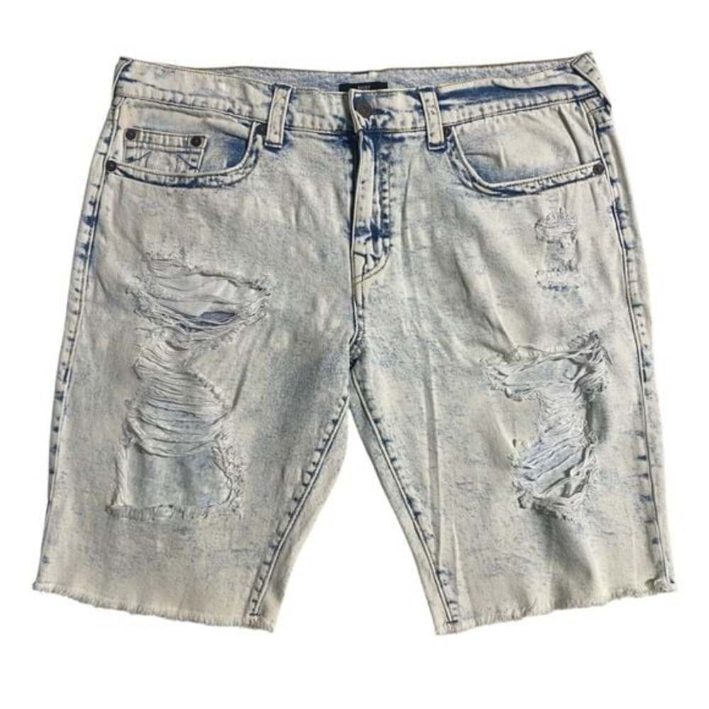 Men’s True Religion Ricky Bleached & Distressed Cut-Off Jean Shorts